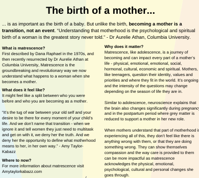 FREE Matrescence fact sheet